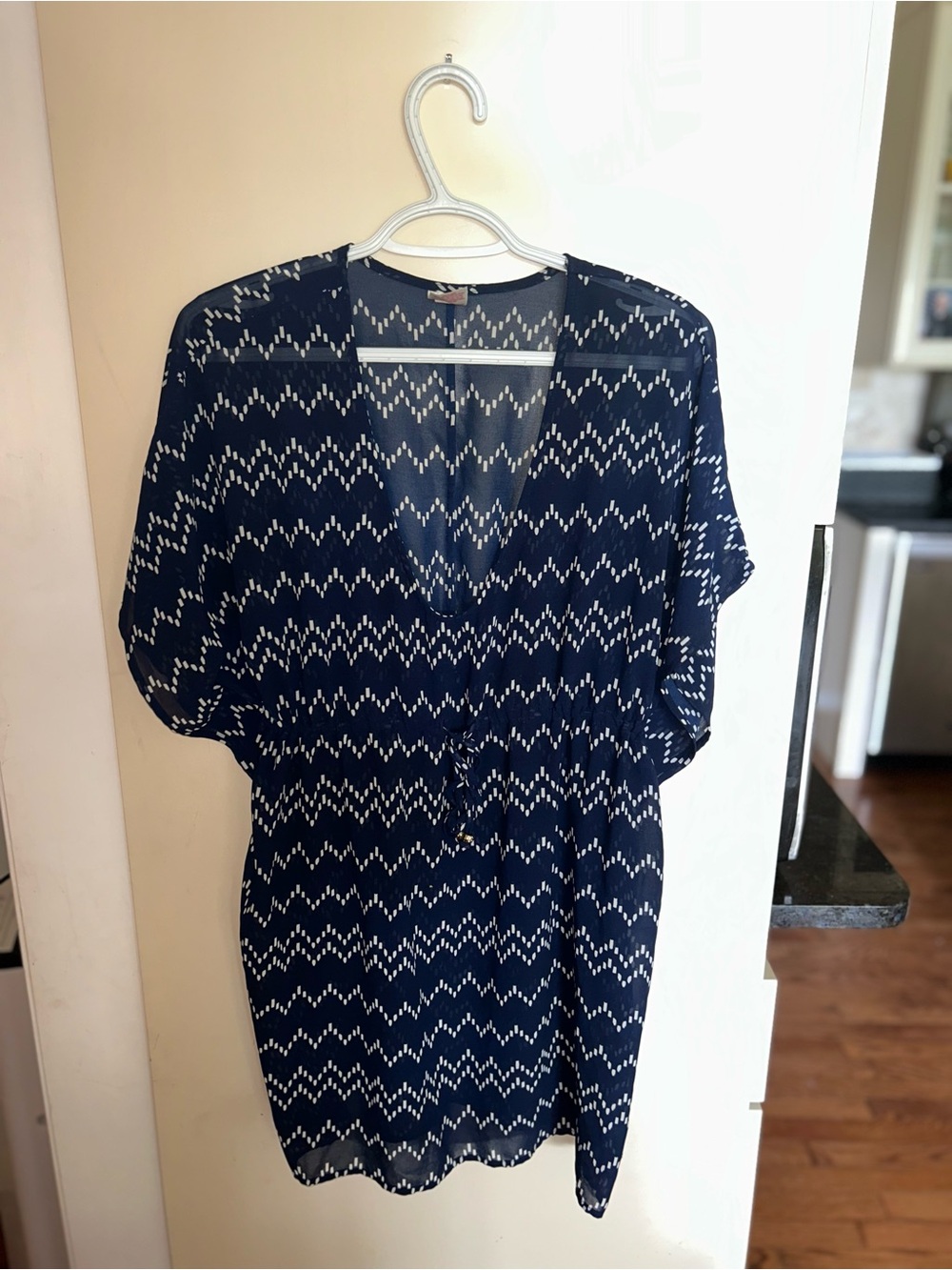 Merona Navy Blue Sheer Swim Cover Up Beach Tunic Size Small
